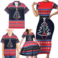 Merry Christmas Nurse Family Matching Short Sleeve Bodycon Dress and Hawaiian Shirt Stethoscope Tree Nurses and Medical Workers - Wonder Print Shop