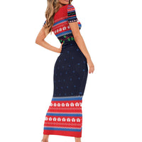 Merry Christmas Nurse Family Matching Short Sleeve Bodycon Dress and Hawaiian Shirt Stethoscope Tree Nurses and Medical Workers - Wonder Print Shop