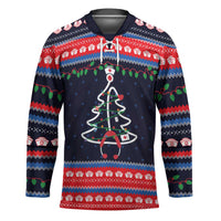 Merry Christmas Nurse Hockey Jersey Stethoscope Tree Nurses and Medical Workers - Wonder Print Shop