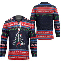 Merry Christmas Nurse Hockey Jersey Stethoscope Tree Nurses and Medical Workers - Wonder Print Shop