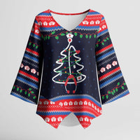 Merry Christmas Nurse Kimono Sleeve Blouse Stethoscope Tree Nurses and Medical Workers - Wonder Print Shop