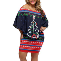 Merry Christmas Nurse Off Shoulder Short Dress Stethoscope Tree Nurses and Medical Workers - Wonder Print Shop