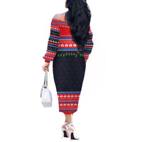 Merry Christmas Nurse Off The Shoulder Long Sleeve Dress Stethoscope Tree Nurses and Medical Workers - Wonder Print Shop