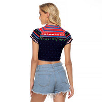 Merry Christmas Nurse Raglan Cropped T Shirt Stethoscope Tree Nurses and Medical Workers - Wonder Print Shop