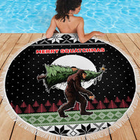 Funny Bigfoot Christmas Beach Blanket Xmas Holiday Patterns - Wonder Print Shop