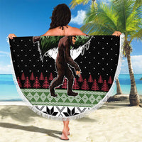 Funny Bigfoot Christmas Beach Blanket Xmas Holiday Patterns - Wonder Print Shop