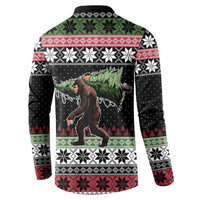 Funny Bigfoot Christmas Button Sweatshirt Xmas Holiday Patterns - Wonder Print Shop