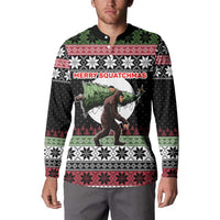 Funny Bigfoot Christmas Button Sweatshirt Xmas Holiday Patterns - Wonder Print Shop