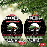 Funny Bigfoot Christmas Ceramic Ornament Xmas Holiday Patterns - Wonder Print Shop