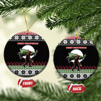 Funny Bigfoot Christmas Ceramic Ornament Xmas Holiday Patterns - Wonder Print Shop