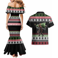 Funny Bigfoot Christmas Couples Matching Mermaid Dress and Hawaiian Shirt Xmas Holiday Patterns - Wonder Print Shop
