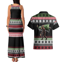 Funny Bigfoot Christmas Couples Matching Tank Maxi Dress and Hawaiian Shirt Xmas Holiday Patterns - Wonder Print Shop