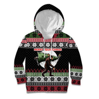 Funny Bigfoot Christmas Kid Hoodie Xmas Holiday Patterns - Wonder Print Shop