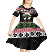 Funny Bigfoot Christmas Kid Short Sleeve Dress Xmas Holiday Patterns - Wonder Print Shop