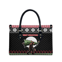 Funny Bigfoot Christmas Leather Bag Xmas Holiday Patterns - Wonder Print Shop