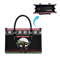 Funny Bigfoot Christmas Leather Bag Xmas Holiday Patterns - Wonder Print Shop