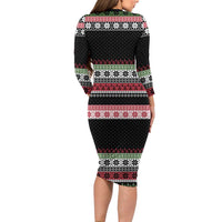 Funny Bigfoot Christmas Long Sleeve Bodycon Dress Xmas Holiday Patterns - Wonder Print Shop