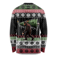 Funny Bigfoot Christmas Long Sleeve Shirt Xmas Holiday Patterns - Wonder Print Shop