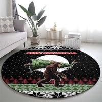 Funny Bigfoot Christmas Round Carpet Xmas Holiday Patterns - Wonder Print Shop