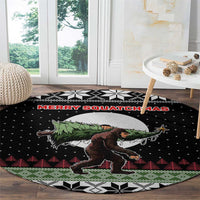 Funny Bigfoot Christmas Round Carpet Xmas Holiday Patterns - Wonder Print Shop