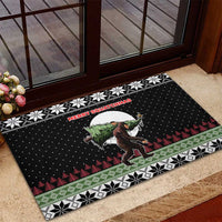 Funny Bigfoot Christmas Rubber Doormat Xmas Holiday Patterns - Wonder Print Shop