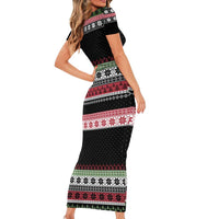 Funny Bigfoot Christmas Short Sleeve Bodycon Dress Xmas Holiday Patterns - Wonder Print Shop