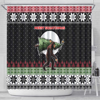 Funny Bigfoot Christmas Shower Curtain Xmas Holiday Patterns - Wonder Print Shop