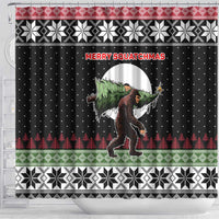 Funny Bigfoot Christmas Shower Curtain Xmas Holiday Patterns - Wonder Print Shop