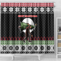 Funny Bigfoot Christmas Shower Curtain Xmas Holiday Patterns - Wonder Print Shop