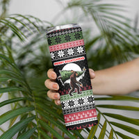 Funny Bigfoot Christmas Skinny Tumbler Xmas Holiday Patterns - Wonder Print Shop