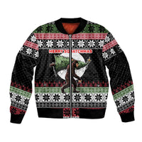 Funny Bigfoot Christmas Sleeve Zip Bomber Jacket Xmas Holiday Patterns - Wonder Print Shop