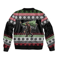 Funny Bigfoot Christmas Sleeve Zip Bomber Jacket Xmas Holiday Patterns - Wonder Print Shop