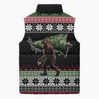 Funny Bigfoot Christmas Sleeveless Puffer Jacket Xmas Holiday Patterns - Wonder Print Shop