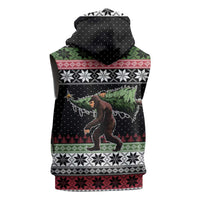 Funny Bigfoot Christmas Sleeveless Zip Hoodie Xmas Holiday Patterns - Wonder Print Shop
