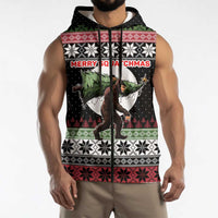 Funny Bigfoot Christmas Sleeveless Zip Hoodie Xmas Holiday Patterns - Wonder Print Shop