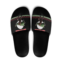 Funny Bigfoot Christmas Slide Sandals Xmas Holiday Patterns - Wonder Print Shop