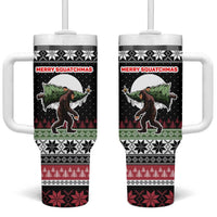 Funny Bigfoot Christmas Tumbler With Handle Xmas Holiday Patterns - Wonder Print Shop