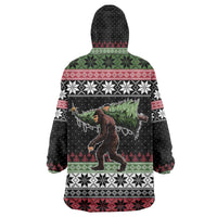 Funny Bigfoot Christmas Wearable Blanket Hoodie Xmas Holiday Patterns - Wonder Print Shop