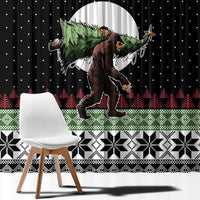 Funny Bigfoot Christmas Window Curtain Xmas Holiday Patterns - Wonder Print Shop