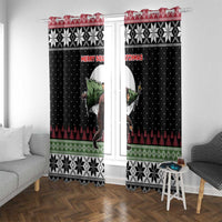 Funny Bigfoot Christmas Window Curtain Xmas Holiday Patterns - Wonder Print Shop