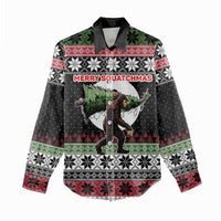 Funny Bigfoot Christmas Women Casual Shirt Xmas Holiday Patterns - Wonder Print Shop