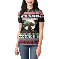 Funny Bigfoot Christmas Women Polo Shirt Xmas Holiday Patterns - Wonder Print Shop