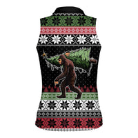 Funny Bigfoot Christmas Women Sleeveless Polo Shirt Xmas Holiday Patterns - Wonder Print Shop
