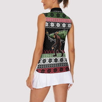 Funny Bigfoot Christmas Women Sleeveless Polo Shirt Xmas Holiday Patterns - Wonder Print Shop