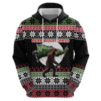 Funny Bigfoot Christmas Zip Hoodie Xmas Holiday Patterns - Wonder Print Shop