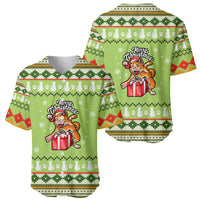 Funny Cat Merry Christmas Baseball Jersey Xmas Holiday Patterns - Wonder Print Shop