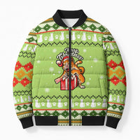Funny Cat Merry Christmas Bomber Puffer Jacket Xmas Holiday Patterns - Wonder Print Shop