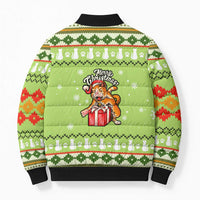 Funny Cat Merry Christmas Bomber Puffer Jacket Xmas Holiday Patterns - Wonder Print Shop