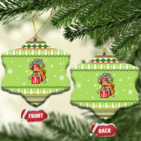 Funny Cat Merry Christmas Ceramic Ornament Xmas Holiday Patterns - Wonder Print Shop