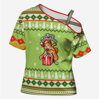 Funny Cat Merry Christmas Cross Shoulder Shirt Xmas Holiday Patterns - Wonder Print Shop